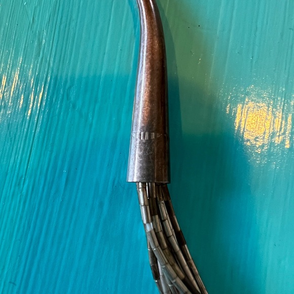 Vintage liquid silver malachite 10 strand necklace artist marked sterling .925 - Picture 9 of 10